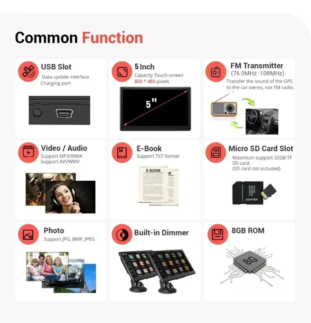 Car GPS Navigation X20-1 Q5-1 5“ 7 "8G + 256M Multi-functional Touch Screen High Definition 8G for Cars and Trucks MP3 MP4 - Image 6