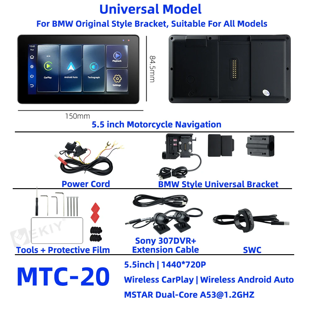 EKIY Wireless CarPlay Android Auto Portable Motorcycle Digital Dashboard Navigation Screen Special For BMW R1200GS R1250GS ADV - Image 7