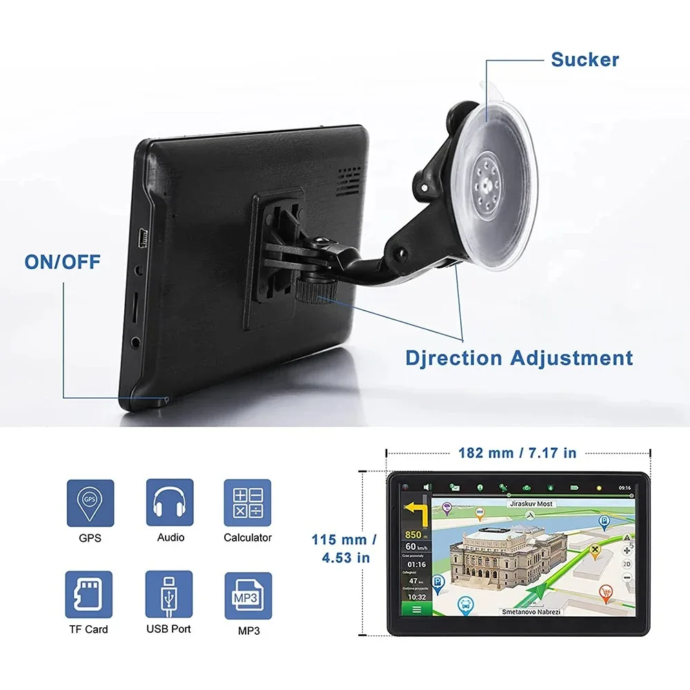 2024 New Europe Car GPS Navigation 7 Inch Touch Screen GPS Navigator Truck Sunshade Sat Nav 256M+8G Map GPS Navigators - Image 5